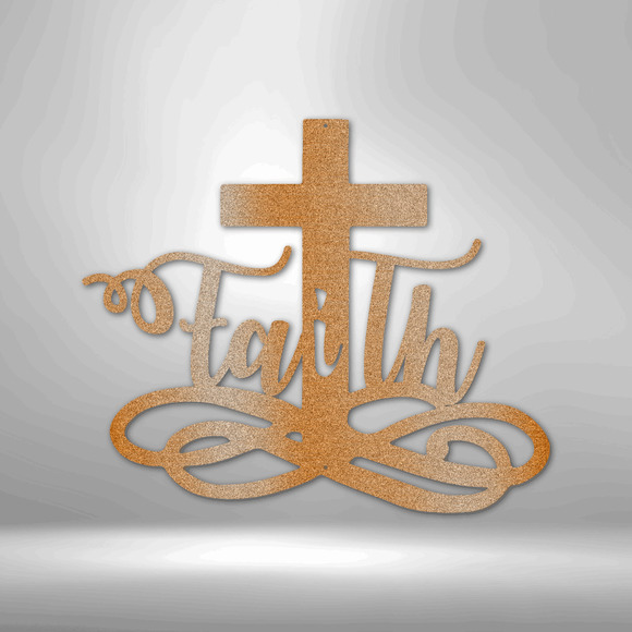 Scripture Sign Faith in Christ Cross Steel Sign Laser Cut Powder Coated Home &